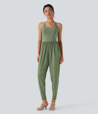 NWT Halara U Neck Harem Jumpsuit Pockets-Easy Peezy Edition Size XL Petite