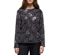 NWT The Kooples Galaxy Rhinestone Beaded Top Black Sheer Long Sleeve Size Small