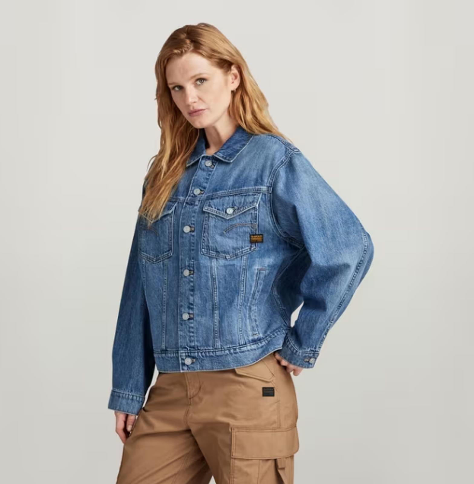 NWT G-Star RAW Women’s Relaxed Denim Jacket Faded Cliffside Blue Size Medium