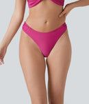 NWT Halara Low Rise Ruched Bikini Bottom Swimsuit Sakura Red XS