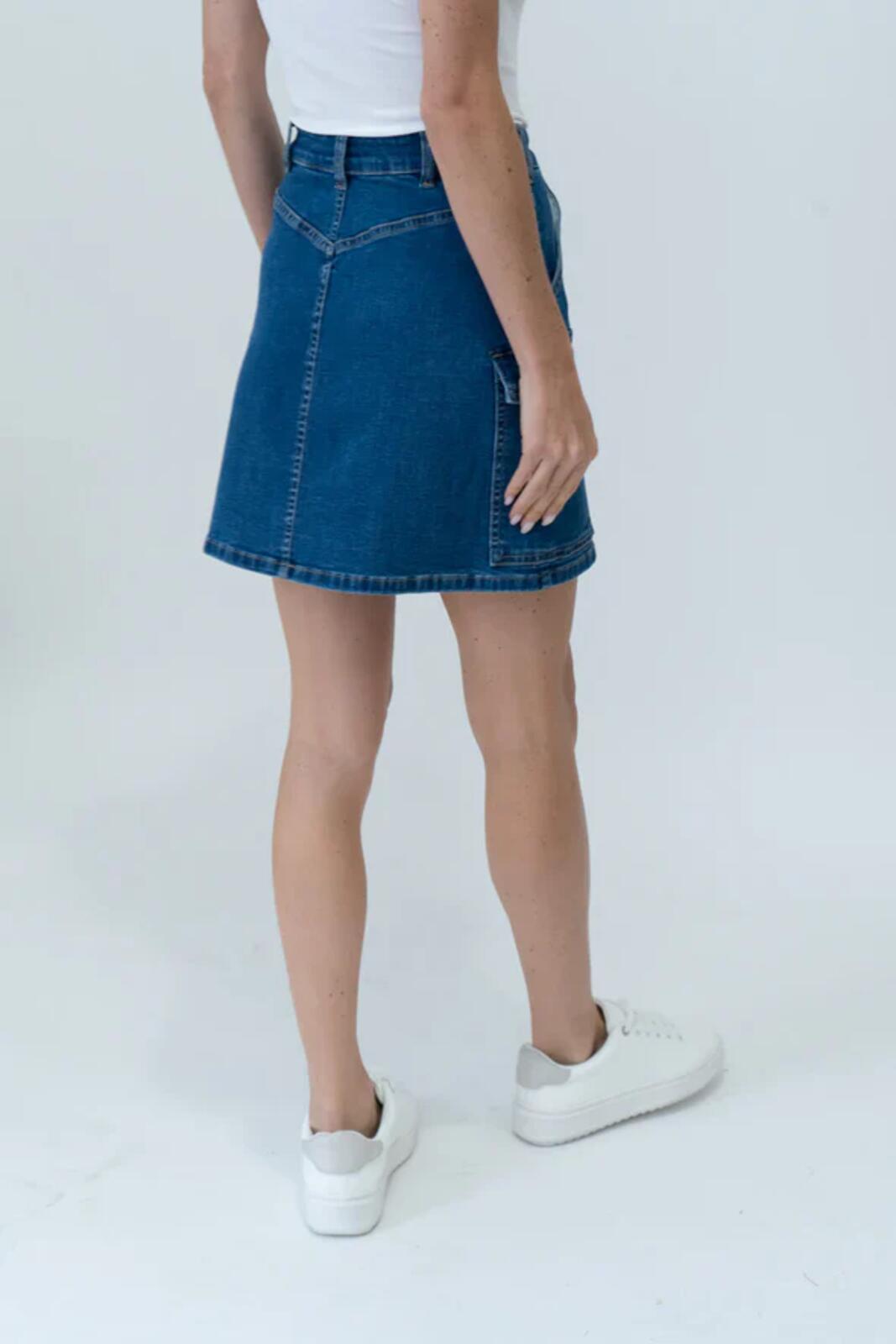 NWT Six Fifty Kyra Cargo Denim Mini Skirt Dark Wash Size XS