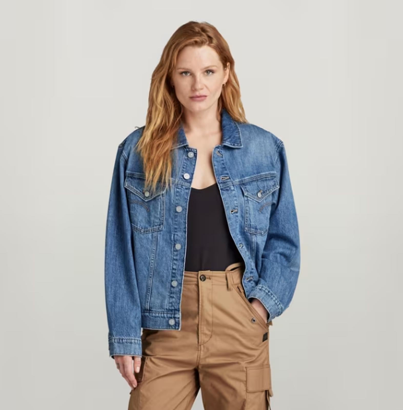 NWT G-Star RAW Women’s Relaxed Denim Jacket Faded Cliffside Blue Size XS