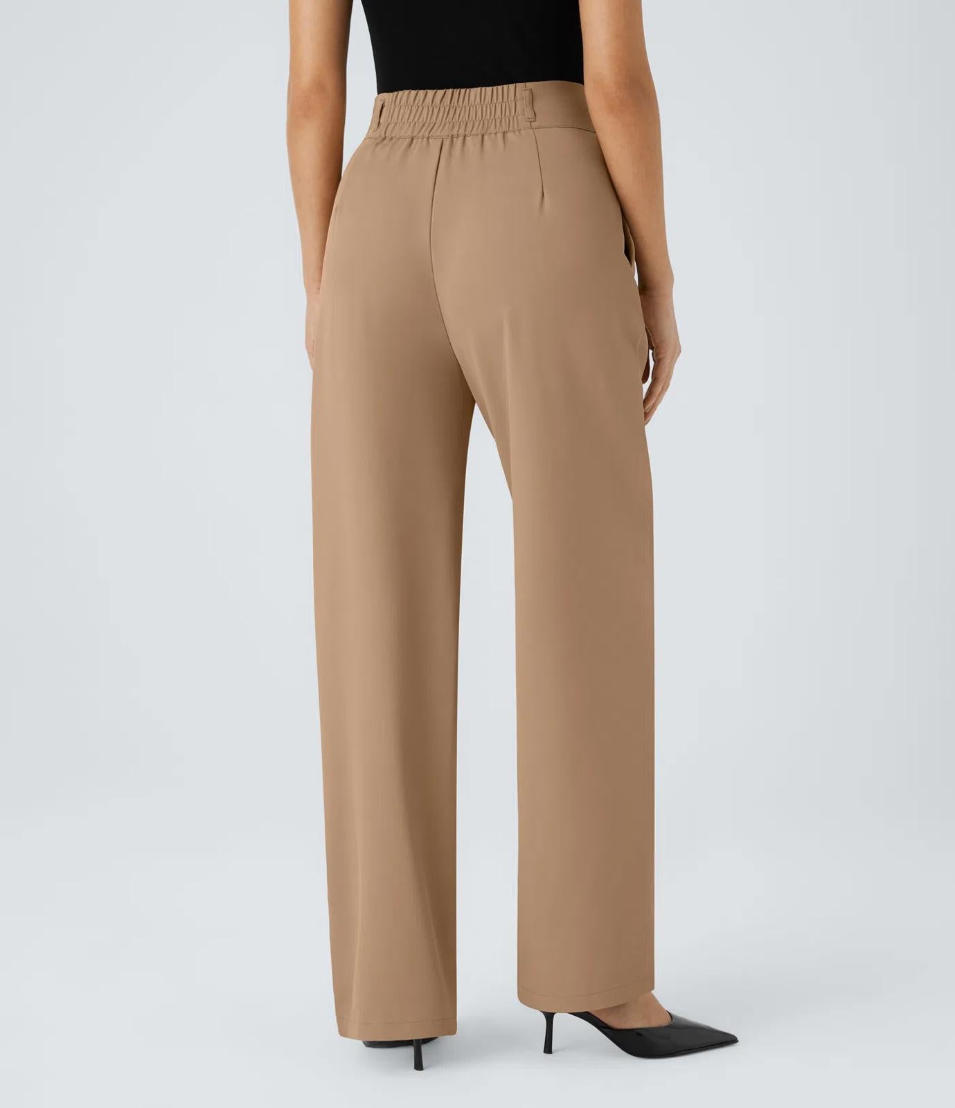 NWT Halara Flex™ High Waisted Shirred Straight Leg Work Pants Size Small Tall