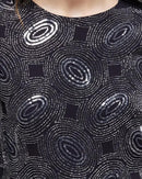 NWT The Kooples Galaxy Rhinestone Beaded Top Black Sheer Long Sleeve Size Small