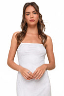 Lulus Memorable Glow White Fishnet Rhinestone Bodycon Midi Dress - S NWT