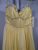 NWT Mac Duggal Yellow Strapless High-Low Ruffle Dress with Embellishments Size 4