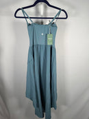 NWT Halara Breezeful High Low 2-Piece Pocket Flowy Midi Dress Stone Blue XS