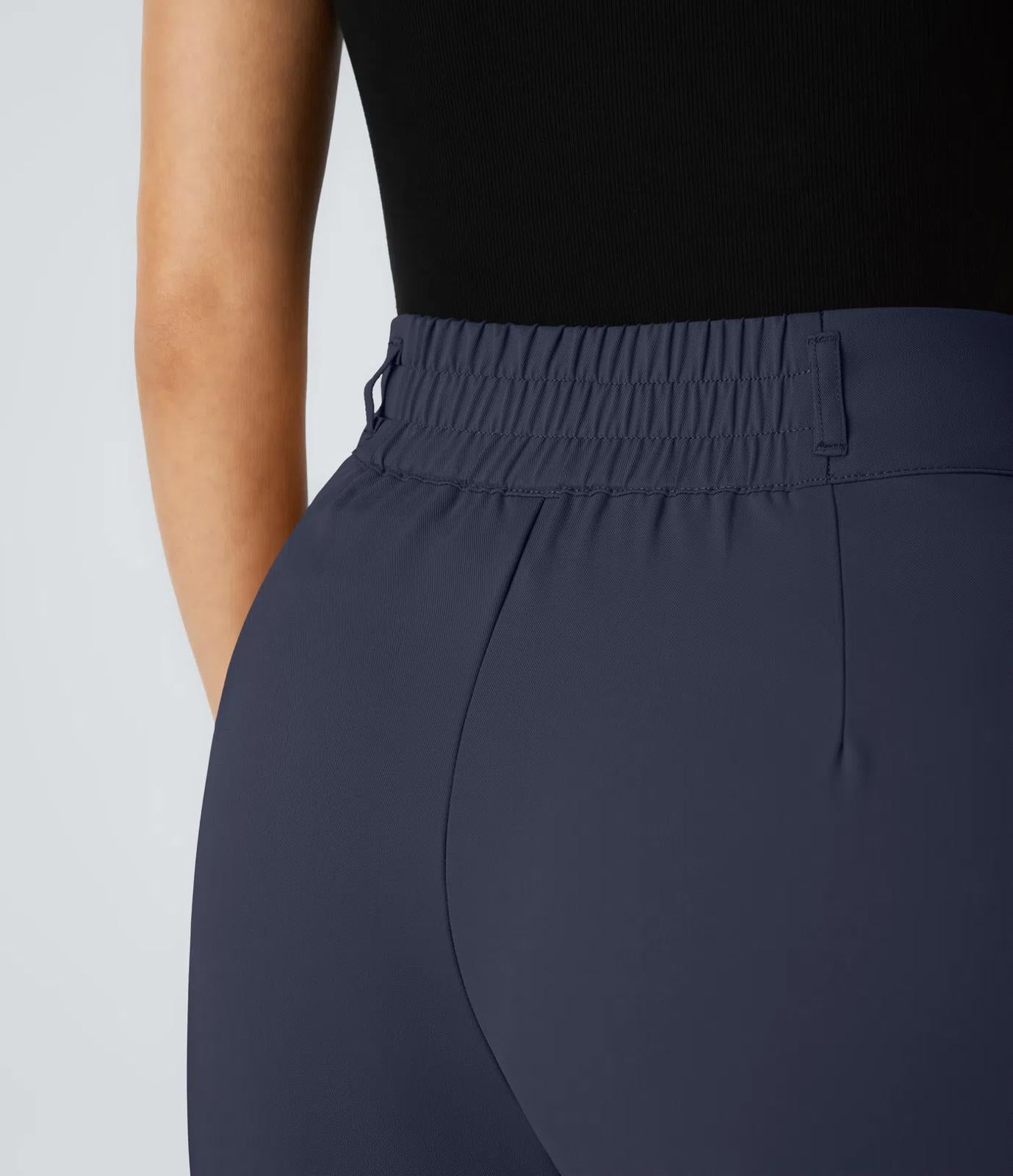 NWT Halara High Waisted Zipper Pocket Shirred Straight Leg Work Pants Size Large