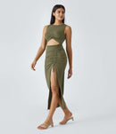 NWT Halara Capulet Olive Midi Dress Size Large