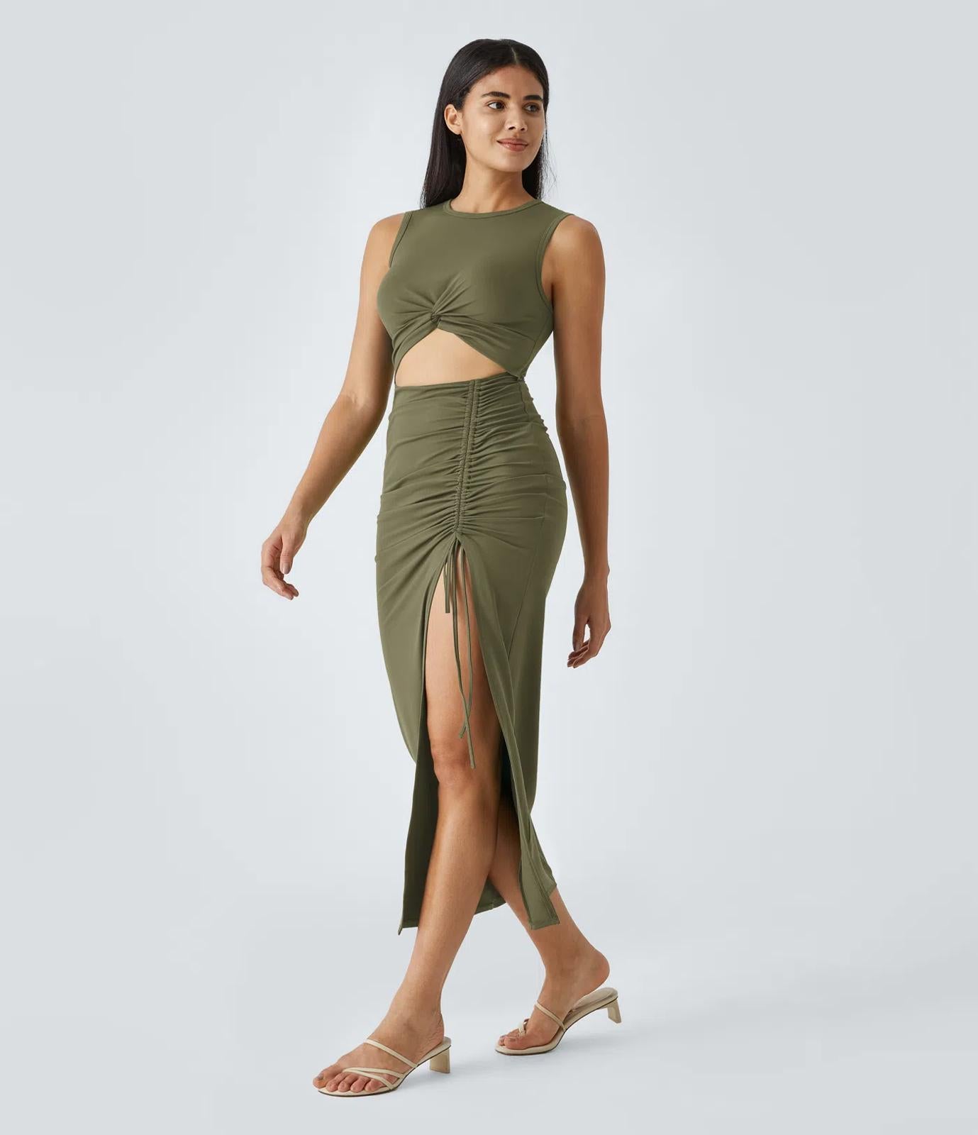 NWT Halara Capulet Olive Midi Dress Size Large