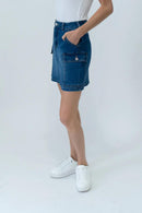NWT Six Fifty Kyra Cargo Denim Mini Skirt Dark Wash Size Medium