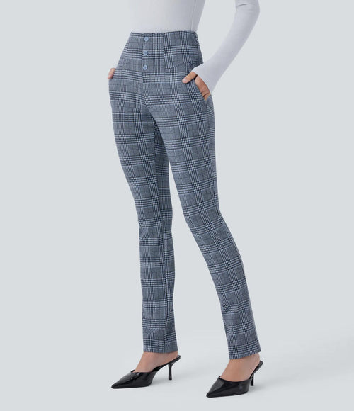 NWT Halara Flex™ High Waisted Houndstooth Plaid Skinny Work Pants Size Small