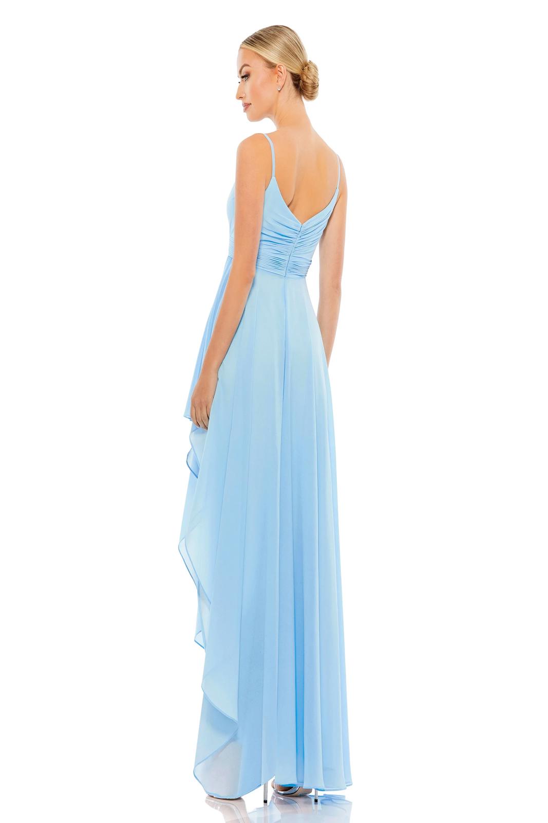 NWT Mac Duggal 70191 Powder Blue Pleated High-Low Maxi Dress Size 2