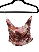 Lulus Flirty Focus Pink Multi Abstract Print Mesh Strapless Crop Top - XL NWT