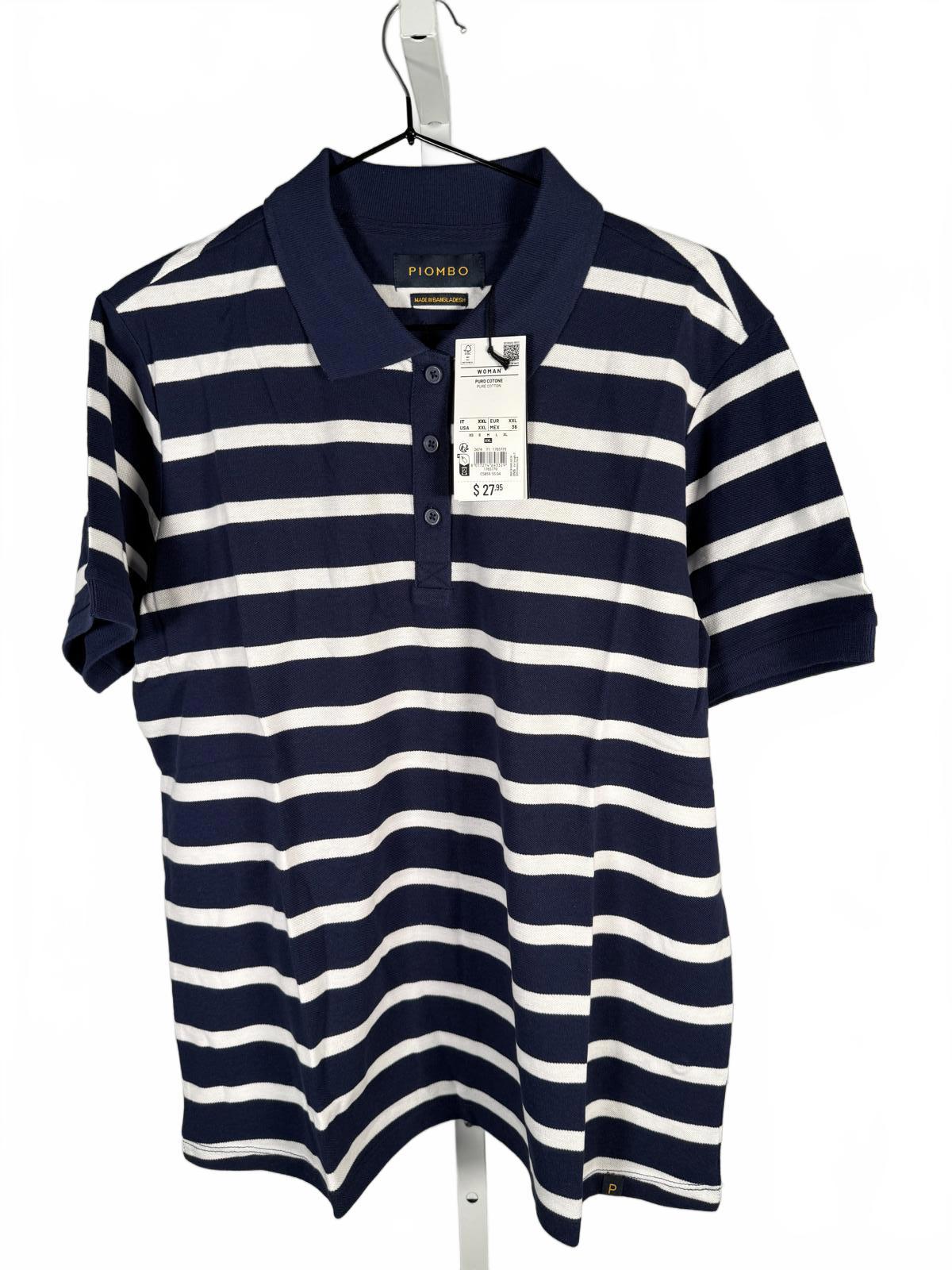 NWT Piombo Striped Pique Polo Shirt Size XXL
