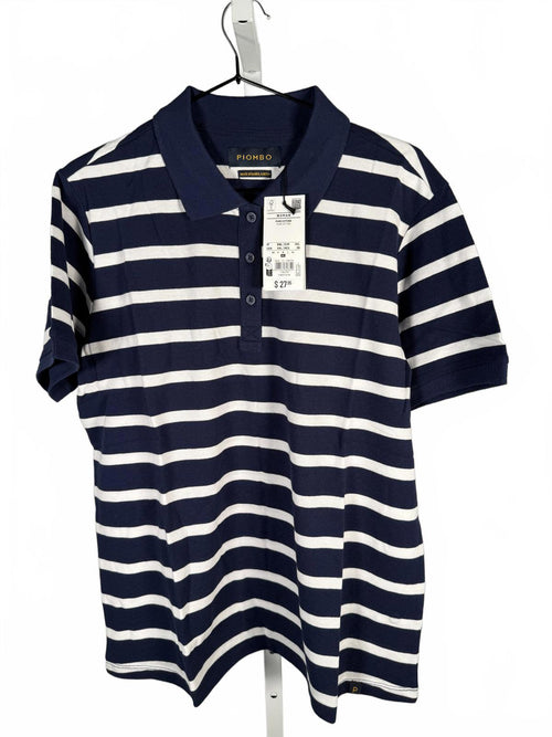 NWT Piombo Striped Pique Polo Shirt Size XXL