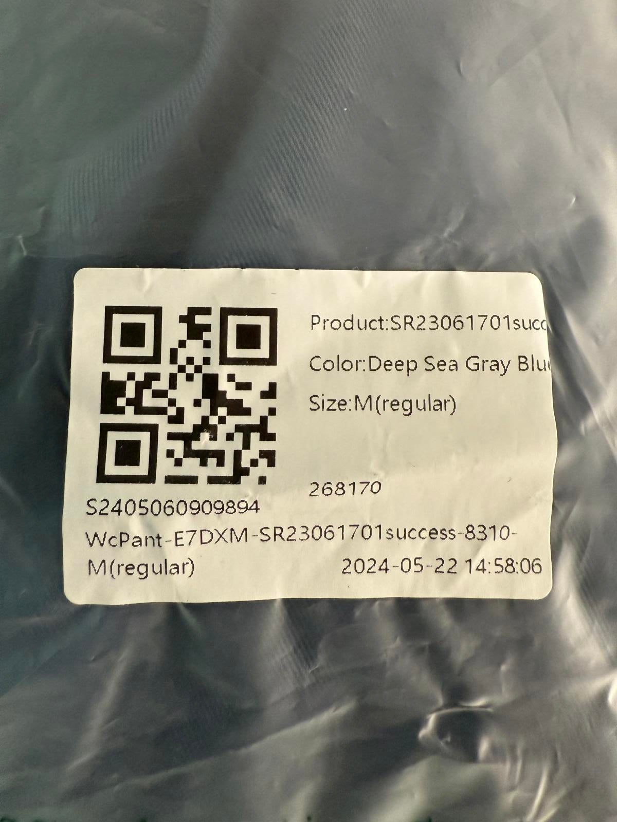 NWT Halara High Waisted Zipper Pocket Shirred Straight Leg Work Pant Blue Size M