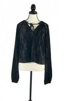 NWT Rachel Parcell Black Velvet Long Sleeve Blouse Women's Size Medium