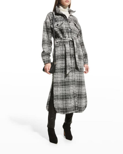 LBLC THE LABEL Hayley Long Belted Plaid Jacket - S NWT