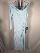 NWT MacDuggal Foldover Long Sleeve Jeweled Midi Dress Powder Blue Size 0