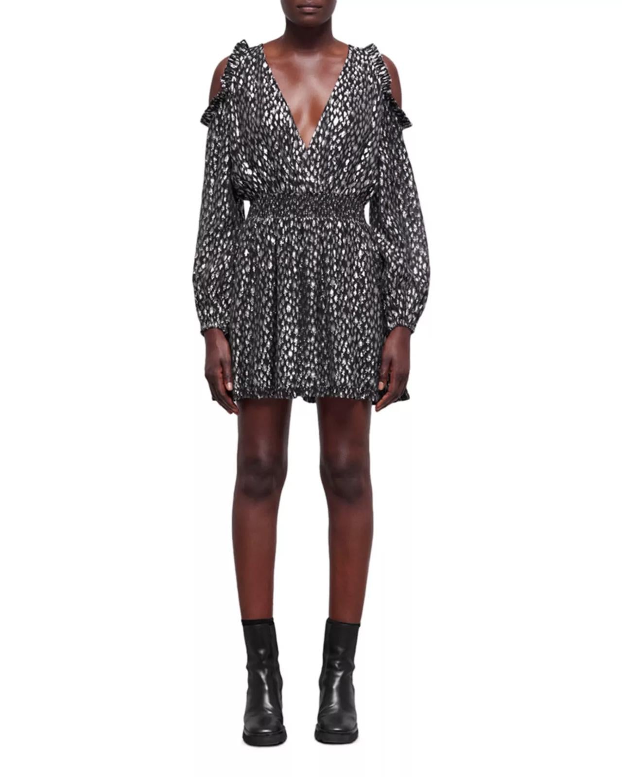 The Kooples Sparkling Leopard Print Belted Mini Dress US XS NWT