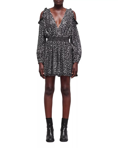 The Kooples Sparkling Leopard Print Belted Mini Dress US XS NWT