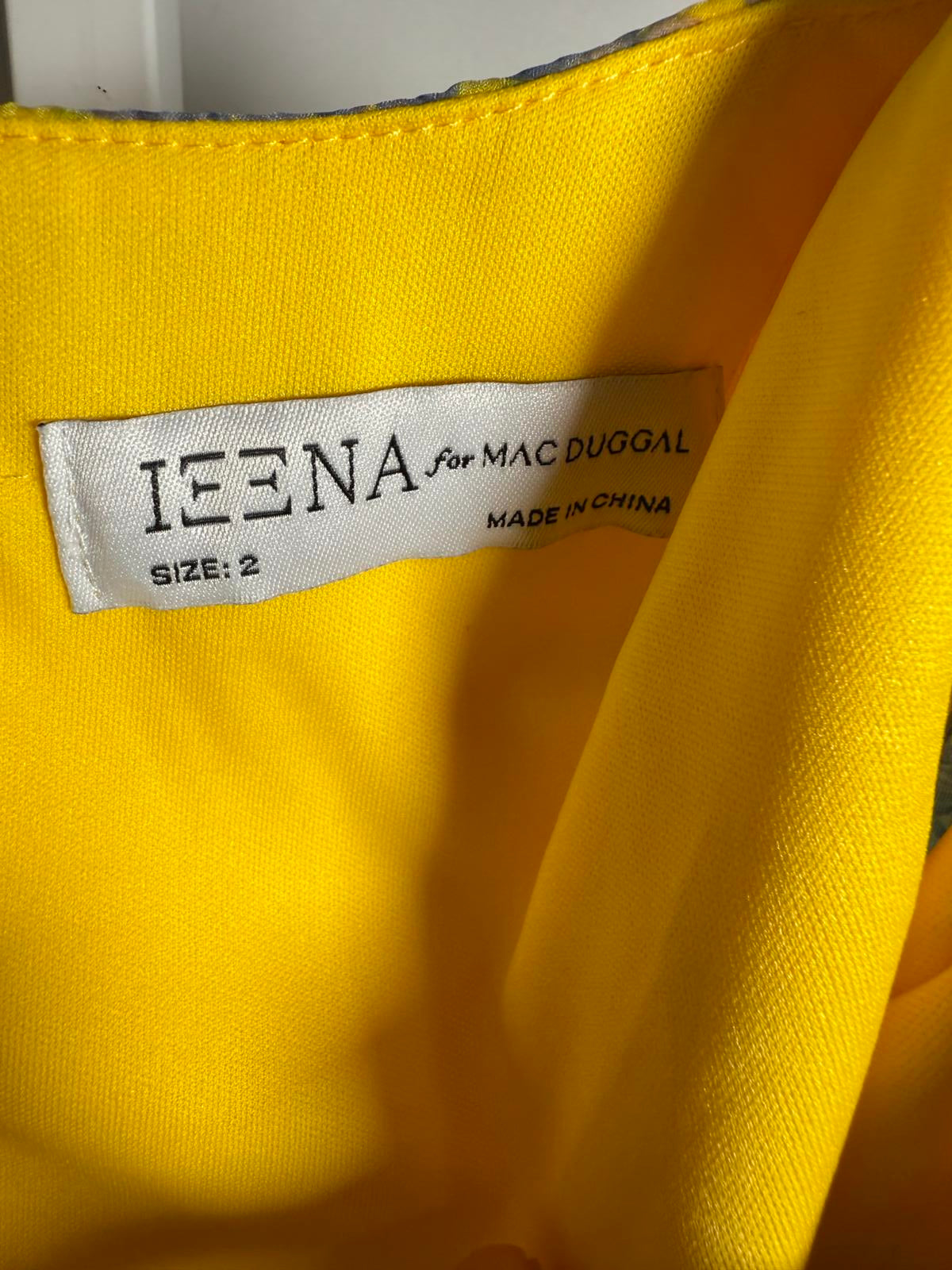 NWT Mac Duggal Yellow Floral Print Puff Sleeve Ruffled Mini Dress Size 2