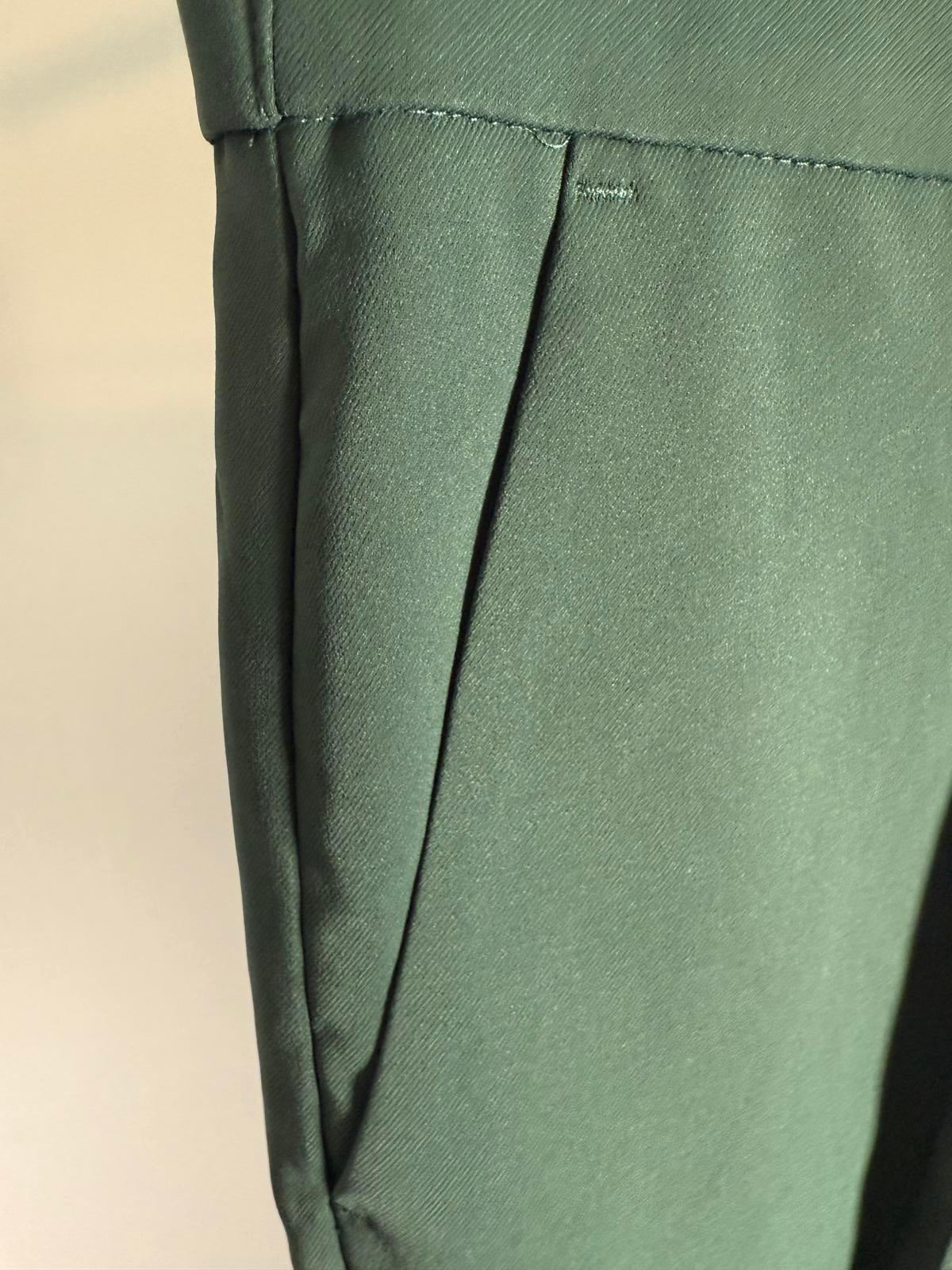 NWT Halara High Waisted Pocket Solid Work Tapered Pants Dark Green L