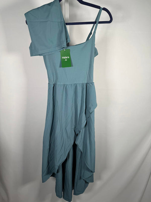 NWT Halara Breezeful High Low 2-Piece Pocket Flowy Casual Dress Stone Blue XS
