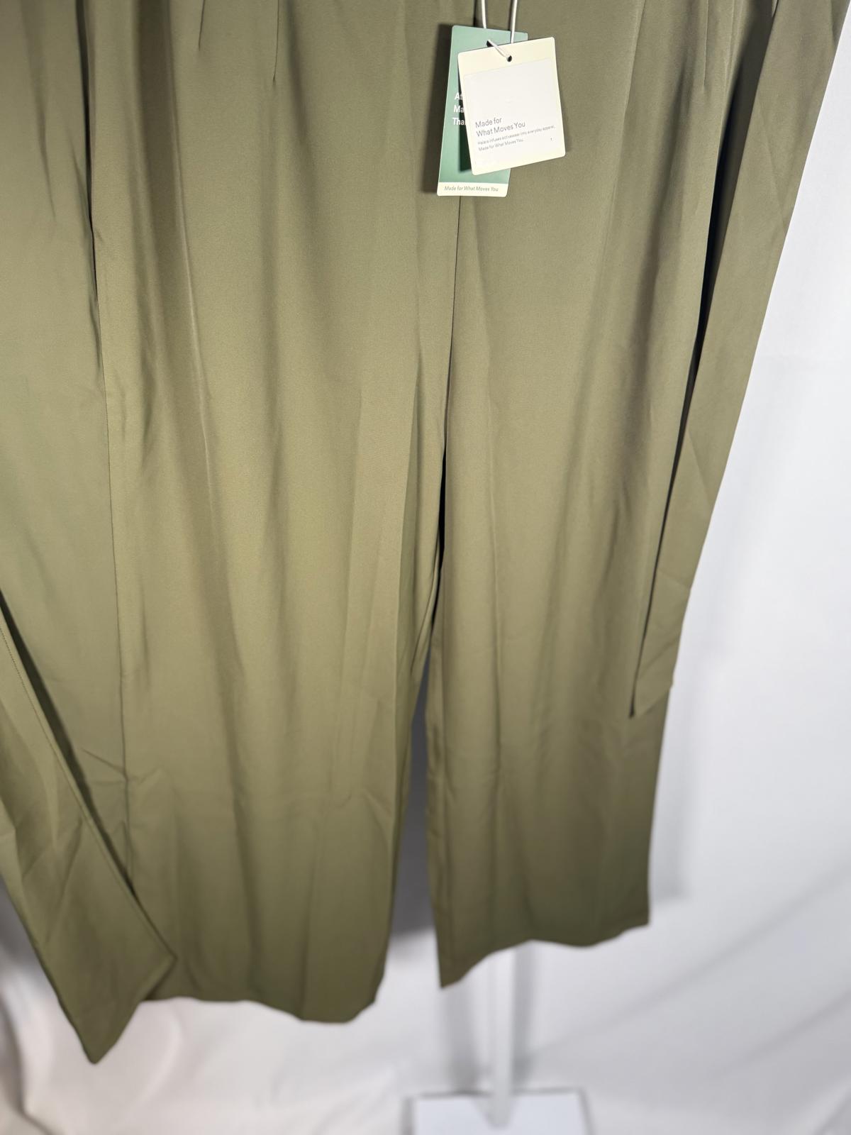NWT Halara High Waisted Tie Side Wide Leg Work Pants Burnt Olive Size Large