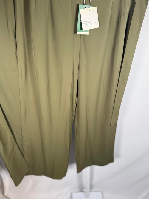 NWT Halara High Waisted Tie Side Wide Leg Work Pants Burnt Olive Size Large