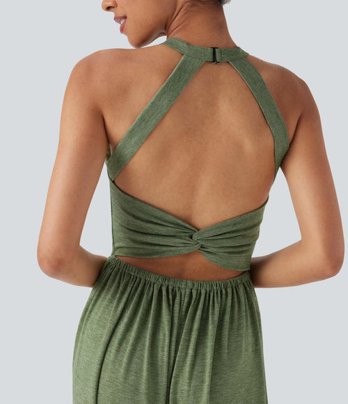 NWT Halara U Neck Harem Jumpsuit Pockets-Easy Peezy Edition Size Large Petite