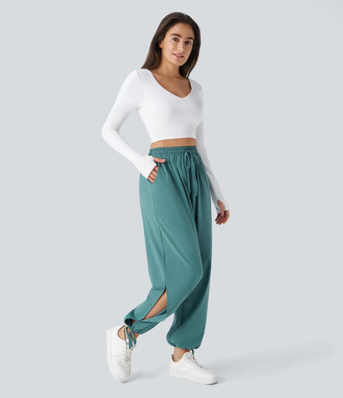 NWT Halara Breezeful™ High Waisted Drawstring Pocket Hem Casual Joggers Size XS