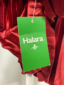 NWT Halara V Neck Lace Up Pleated Midi Dress Plum Blossom Red L