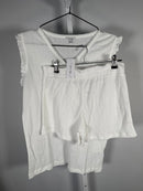 NWT Revolve You Say Henley Ruffle Shortie Set White Small
