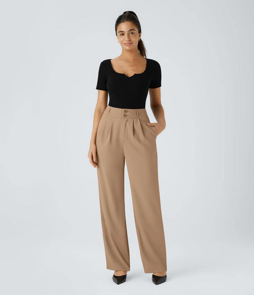 NWT Halara Flex™ High Waisted Shirred Straight Leg Work Pants Size Small Tall