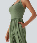 NWT Halara U Neck Harem Jumpsuit Pockets-Easy Peezy Edition Size Medium Petite
