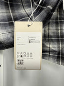 NWT Halara Tie Front Long Sleeve Plaid Mini Casual Dress Graphite White Plaid S