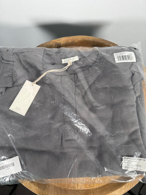 NWT Revolve By Z Supply Charcoal Gray Ruffle Maxi Dress Size XS