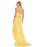 NWT Mac Duggal Yellow Strapless High-Low Ruffle Dress with Embellishments Size 4