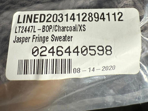 NWT Line & Dot Jasper Fringe Sweater Charcoal Size XS