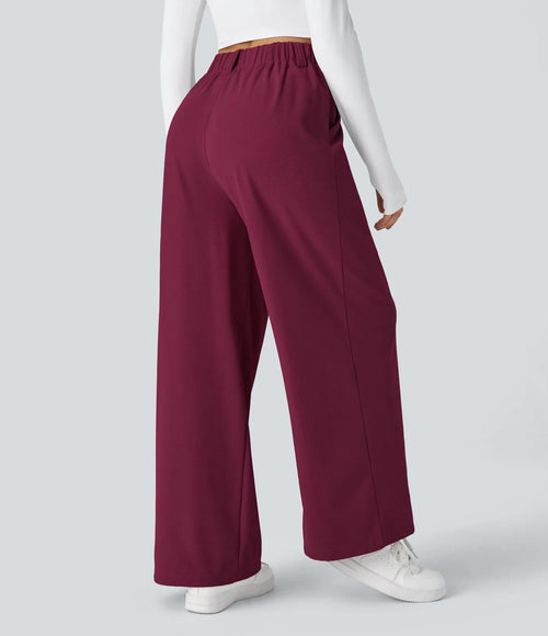 NWT Halara Flex High Waisted Pocket Wide Leg Waffle Work Pants Anemone L Petite