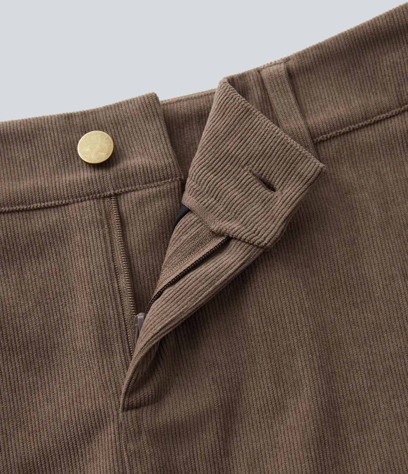 NWT Halara Mid Low Rise 2-in-1 A Line Mini Casual Corduroy Skirt Camelia Brown L