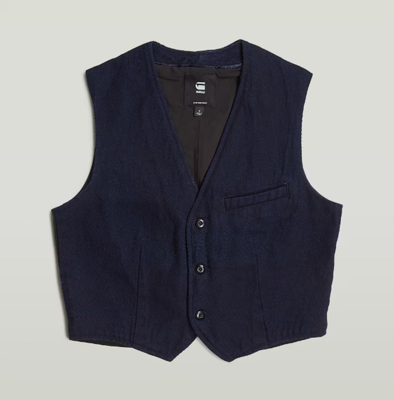 NWT G-Star Raw Denim Waistcoat Rinsed Indigo Cavalry Vest Size Large