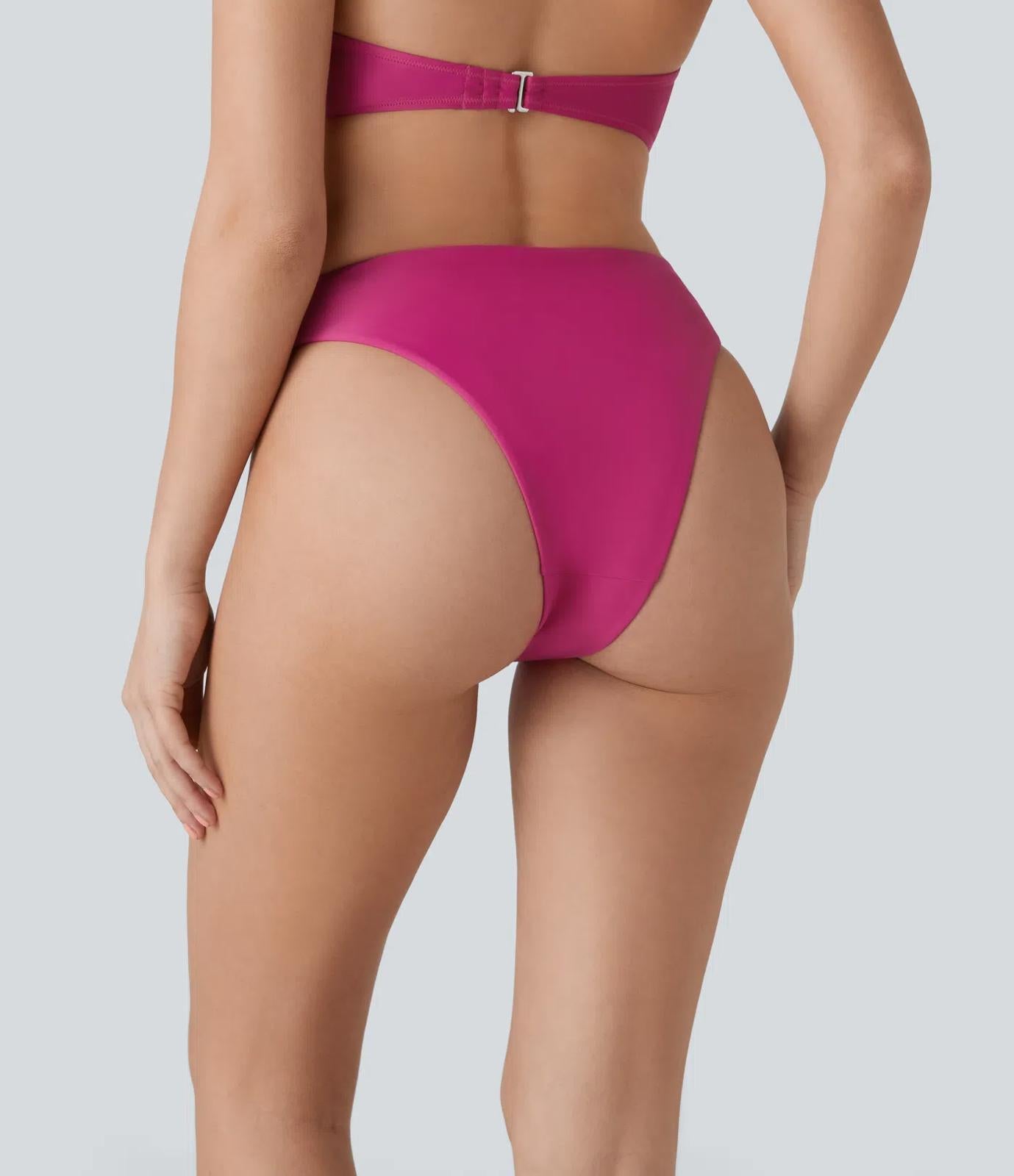 NWT Halara Low Rise Ruched Bikini Bottom Swimsuit Sakura Red XS