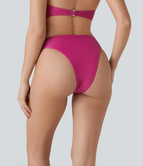 NWT Halara Low Rise Ruched Bikini Bottom Swimsuit Sakura Red XS