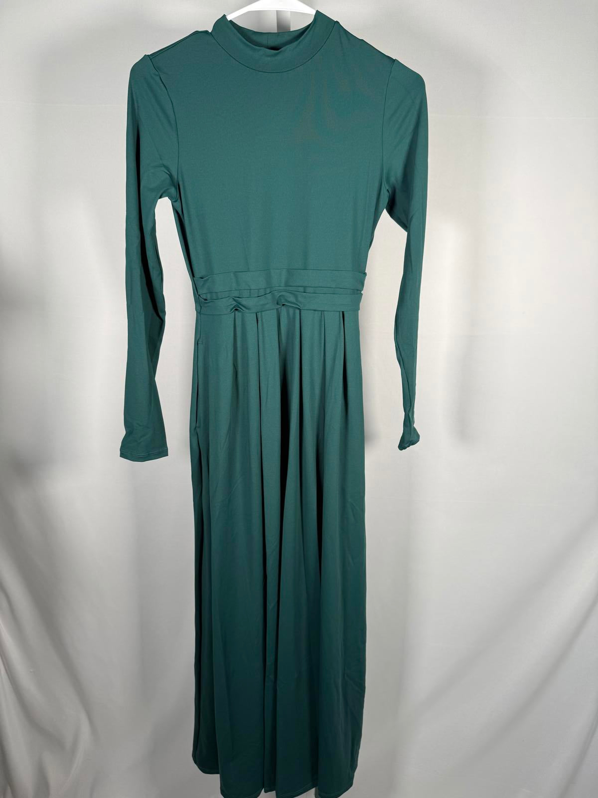 NWT Halara Mock-neck Long Sleeve Pocket Flare Maxi Casual Dress Size XS