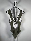 NWT Cupshe Women's Moss Green Ruffled One-Piece Swimsuit Size M