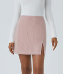 NWT Halara High Waisted 2-in-1 Houndstooth Mini Work Skirt Pink Sand - Size M