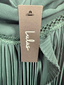 Lulus Never a Dull Moment Emerald Green Tie-Strap Pleated Midi Dress - XXS NWT